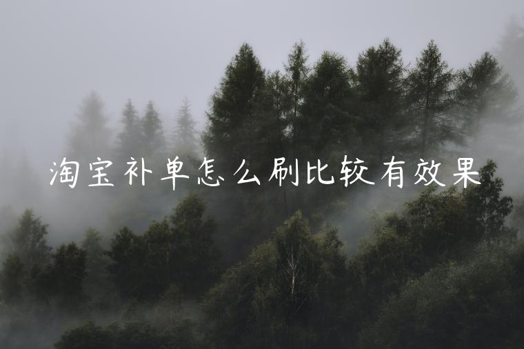 淘寶補(bǔ)單怎么刷比較有效果